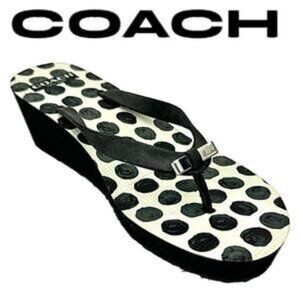 Coach Black and White Polka Dot Sandals / Flip Flops
